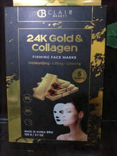 Load image into Gallery viewer, Clair beauty 24k gold&amp;collagen firming facemask 5sheet of mask 105g
