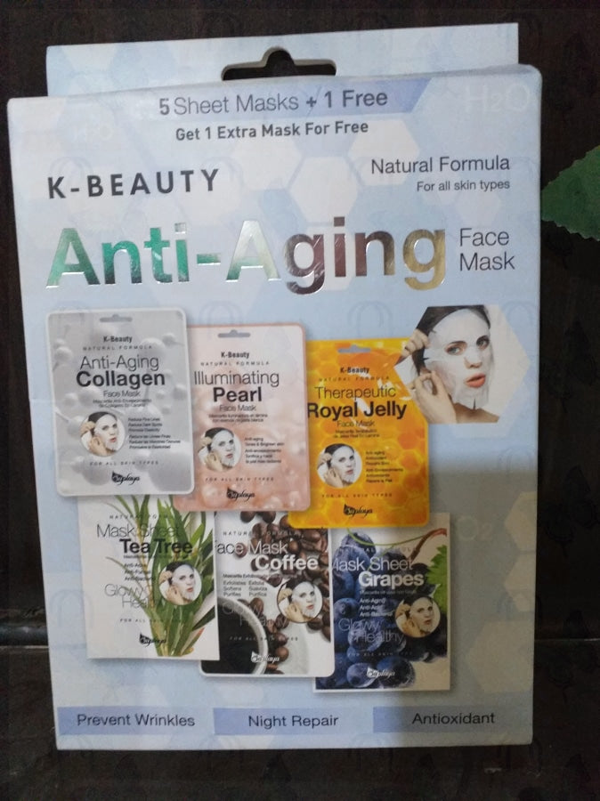 K-beauty Anti- Aging Facemask 5 Sheet+1 Mask for All Skin Types