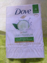 Load image into Gallery viewer, DOVE go fresh cool moisture beauty bar soap with cucumber&amp;green tea scent pack of 4 (425g)
