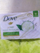 Load image into Gallery viewer, DOVE go fresh cool moisture beauty bar soap with cucumber&amp;green tea scent pack of 4 (425g)
