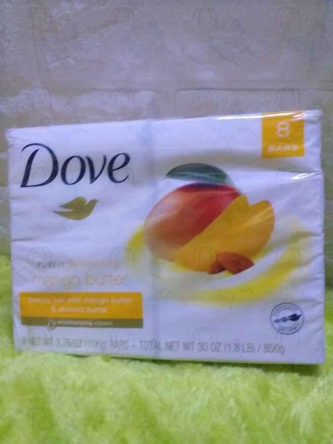 Dove Purely Pampering Mango Butter and Almond Butter Moisturizing Beauty Soap Pack of 8 Bars