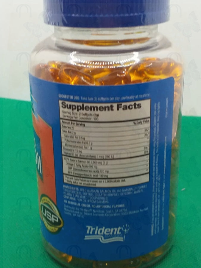 Pure Alaska Omega-3 Wild Alaskan Salmon Oil 1000mg 210 Softgels