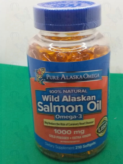Pure Alaska Omega-3 Wild Alaskan Salmon Oil 1000mg 210 Softgels