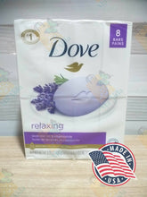 Load image into Gallery viewer, DOVE Relaxing Lavander oil &amp; chamomile 8 Bar soap 3.75 oz(850g)
