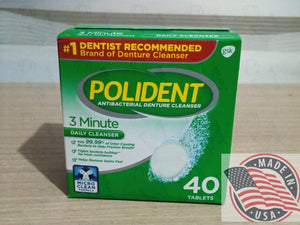 Polident 3 minute triple mint freshness antibacterial denture cleanser 40 tablets