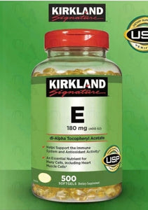 Kirkland Signature Vitamin E 180mg 400 I.U. 500 Softgels,