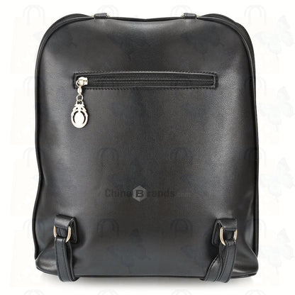 Women Fashionable Backpack Cute Bear Pendant PU Leather Girls Schoolbag Casual Daypack Adjustable Shoulder Straps