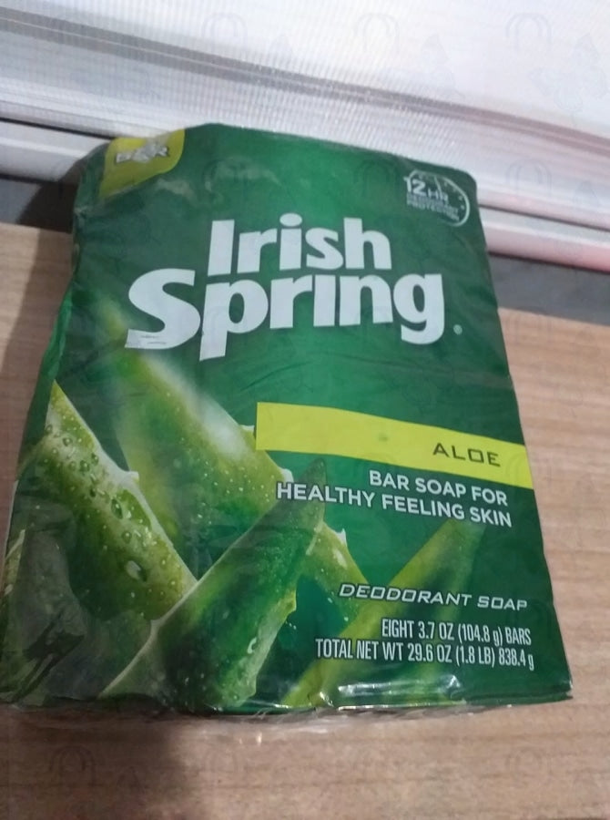 Irish spring ALOE 8 bar soap 29.6 oz 12hr deodorant protection