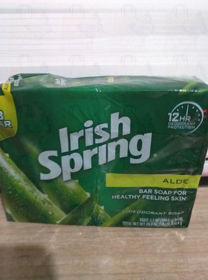 Irish spring ALOE 8 bar soap 29.6 oz 12hr deodorant protection