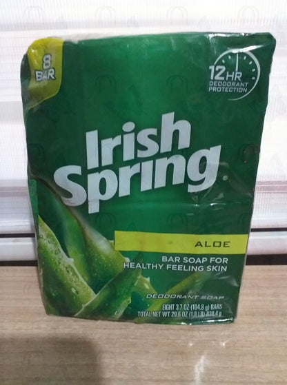 Irish spring ALOE 8 bar soap 29.6 oz 12hr deodorant protection