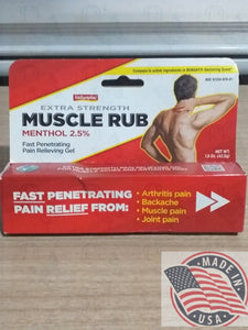 Extra stregth muscle rub mentol 2.5% fast penetrating,pain relieving gel 1.5 oz(42.5g)