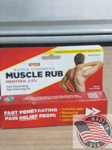 Extra stregth muscle rub mentol 2.5% fast penetrating,pain relieving gel 1.5 oz(42.5g)