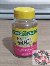 Load image into Gallery viewer, Spring Valley Hair,skin and nails with 2500mcgof biotin collagen supports 60 gummies
