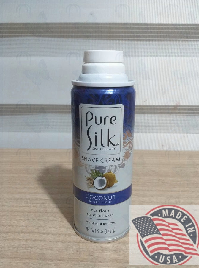 Pure Silk Shave Cream CoCOnut & oat flour soothes skin 5 oz(142g)