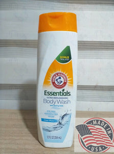 ARM &HAMMER Essential Ultra replenishing Body wash with baking soda Clear water 12 oz(354ml) U.S.A