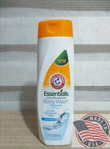 ARM &HAMMER Essential Ultra replenishing Body wash with baking soda Clear water 12 oz(354ml) U.S.A