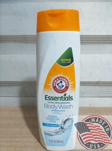 ARM &HAMMER Essential Ultra replenishing Body wash with baking soda Clear water 12 oz(354ml) U.S.A