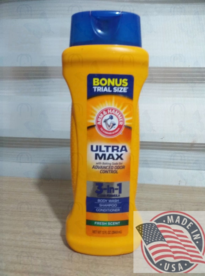 Arm & Hammer Ultra Max 3 in 1 Bodywash Shampoo, Conditioner 12 oz(354.8ml) U.S.A
