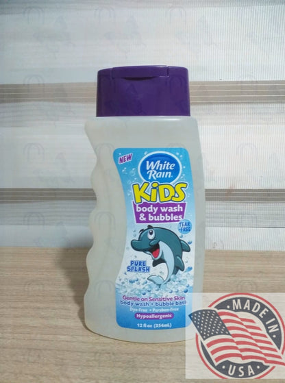 White Rain Kids Body wash & Bubbles Pure Splash for sensitive skin 12 oz(354ml)U.S.A