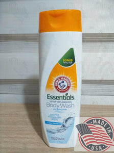 ARM &HAMMER Essential Ultra replenishing Body wash with baking soda Clear water 12 oz(354ml) U.S.A