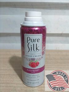 Pure Silk  Shave Cream Raspberry mist aloe infusion moisturizers skin 5 oz (142g) U.S.A