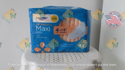 Equate Maxi Pads Napkin w/ Wings Unscented, Overnight Size 4 (26 Count)