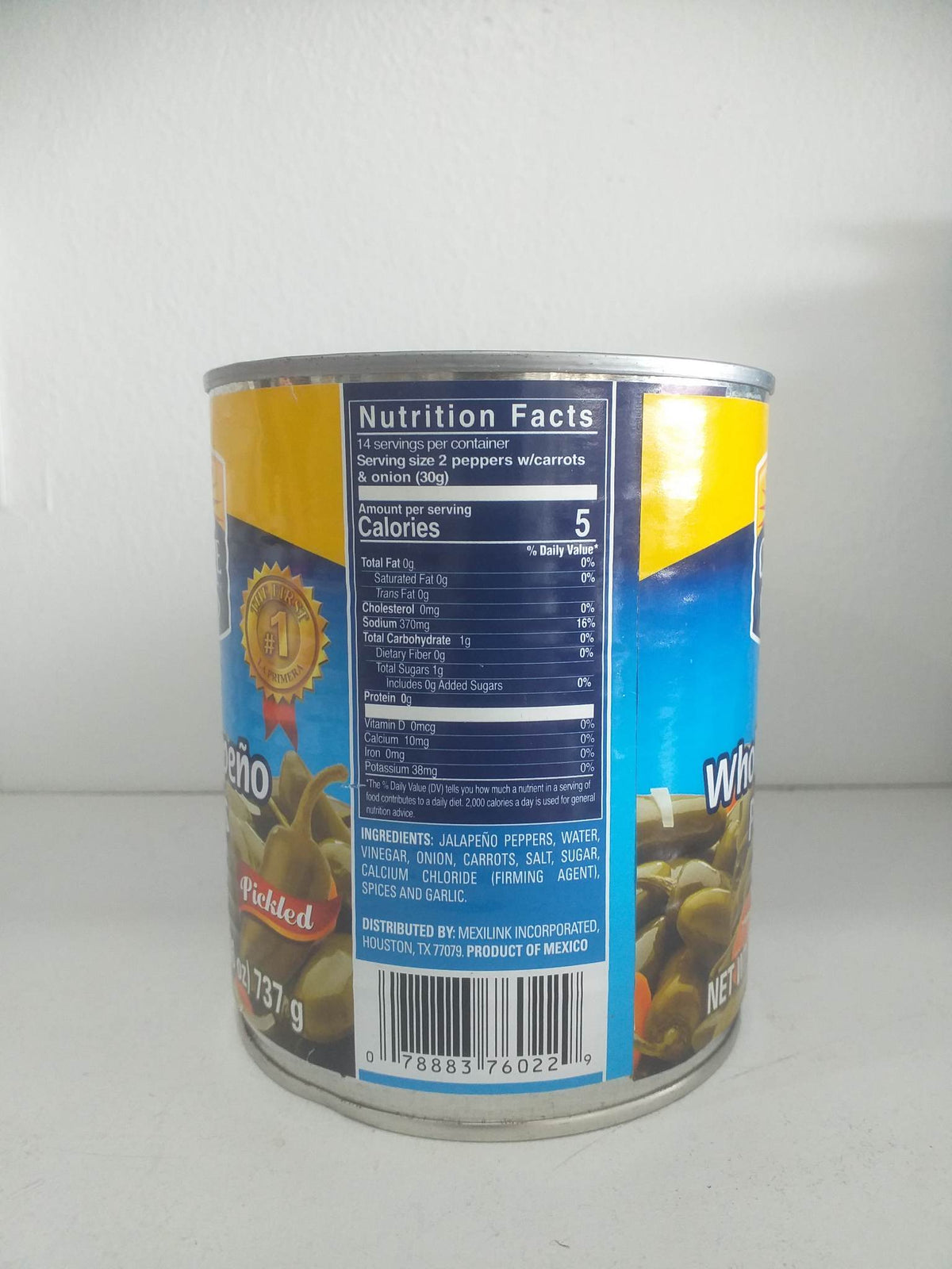 Clemente Jacques Whole Jalapeno Peppers, Pickled Jalapeno Peppers, 26 oz(737g) Can