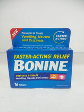 Load image into Gallery viewer, Bonine Faster Acting Nausea Dizziness and Motion Sickness Relief Tablets, 16 count
