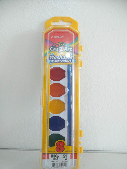 Cra-Z-Art Washable Watercolor Paints with Brush, Multicolor Set