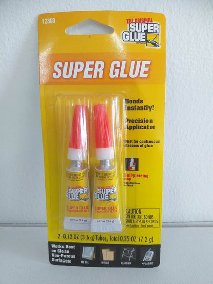 The Original Super Glue Instant Super Glue 2 tubes,0.25 oz(7.2g)