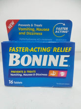 Load image into Gallery viewer, Bonine Faster Acting Nausea Dizziness and Motion Sickness Relief Tablets, 16 count
