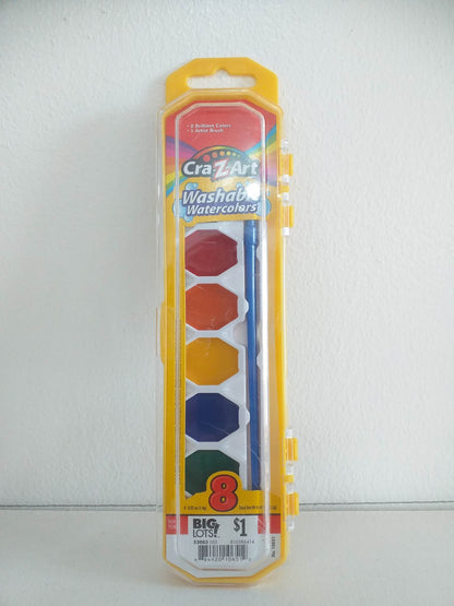 Cra-Z-Art Washable Watercolor Paints with Brush, Multicolor Set