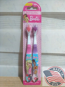 Brush Buddies Barbie soft 2 pack Toothbrush FOR 3+ KIDS girl (U.S.A)