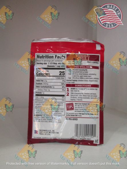 McCormick Original Chili Seasoning Mix, 1.25 oz(35g)