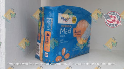 Equate Maxi Pads Napkin w/ Wings Unscented, Overnight Size 4 (26 Count)