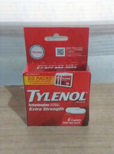 Tylenol acetaminophen extra strength pain reliever&fever reducer 500mg for adult 6 caplets