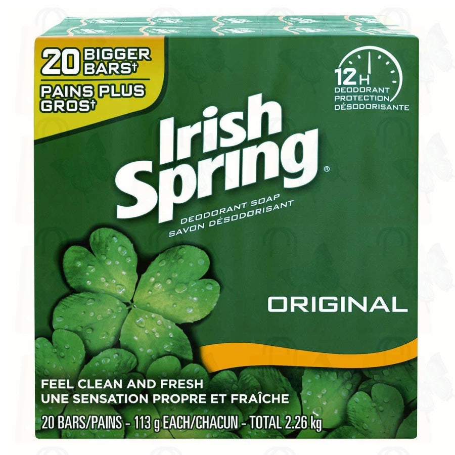 Irish Spring, Fresh & Clean Original Bar Soaps 4 Oz x 20 Bars