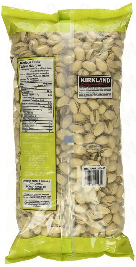 Kirkland Signature Dry Roasted & Salted In-Shell Pistachio, 48 Ounce U.S.A