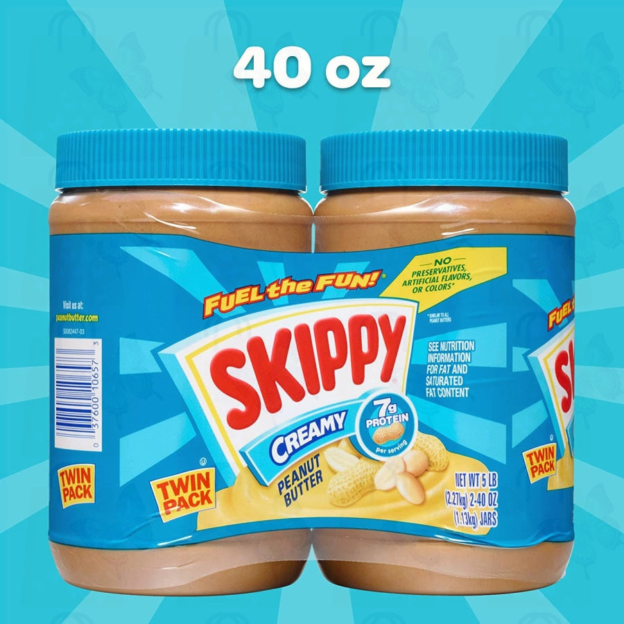 Skippy Natural Peanut Butter, Creamy, 40 oz (2 ct)