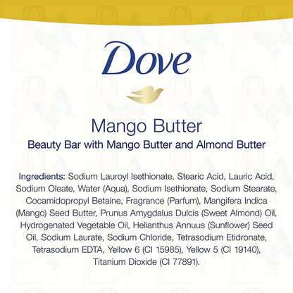 Dove Purely Pampering Mango Butter and Almond Butter Moisturizing Beauty Soap Pack of 8 Bars