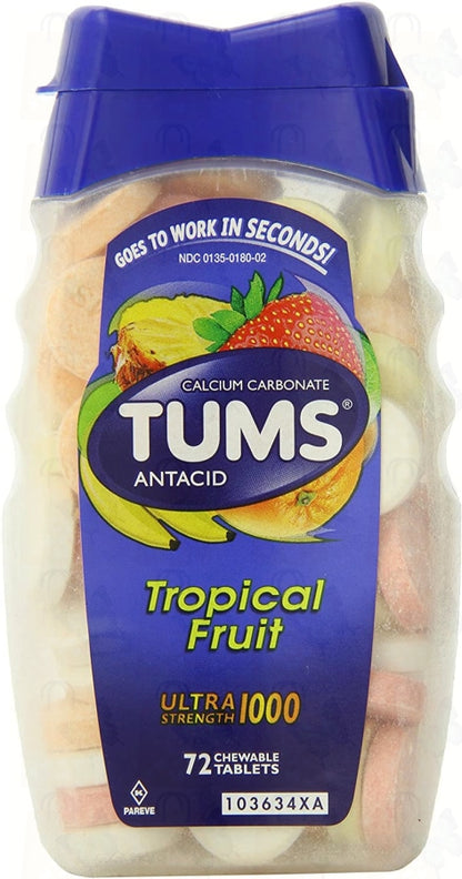 Tums Ultra, Assorted Tropical Fruit, 72 Count