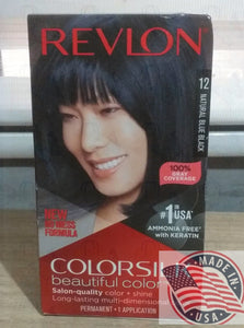 Revlon Permanent Hair color #12 Natural Blue Black ammonia free with Keratin