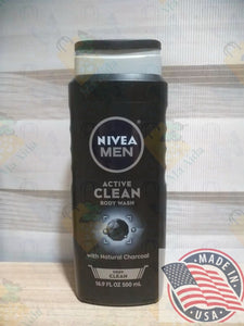 Nivea men Active Clean Body wash w/natural Charcoal deep clean (500ml) U.S.A