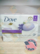 Load image into Gallery viewer, DOVE Relaxing Lavander oil &amp; chamomile 8 Bar soap 3.75 oz(850g)
