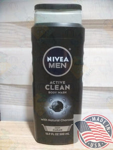 Nivea men Active Clean Body wash w/natural Charcoal deep clean (500ml) U.S.A