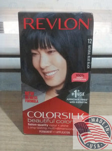 Revlon Permanent Hair color #12 Natural Blue Black ammonia free with Keratin