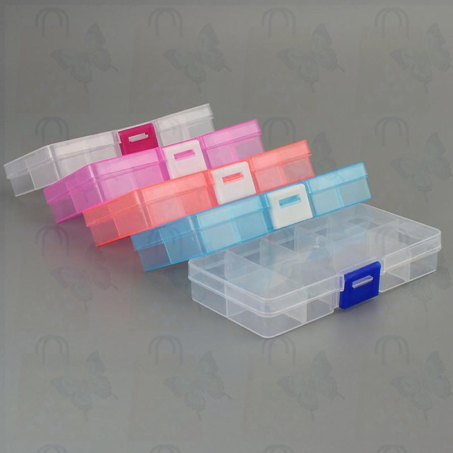 10 Grid Plastic Transparent Storage Box Jewelry Manicure Container