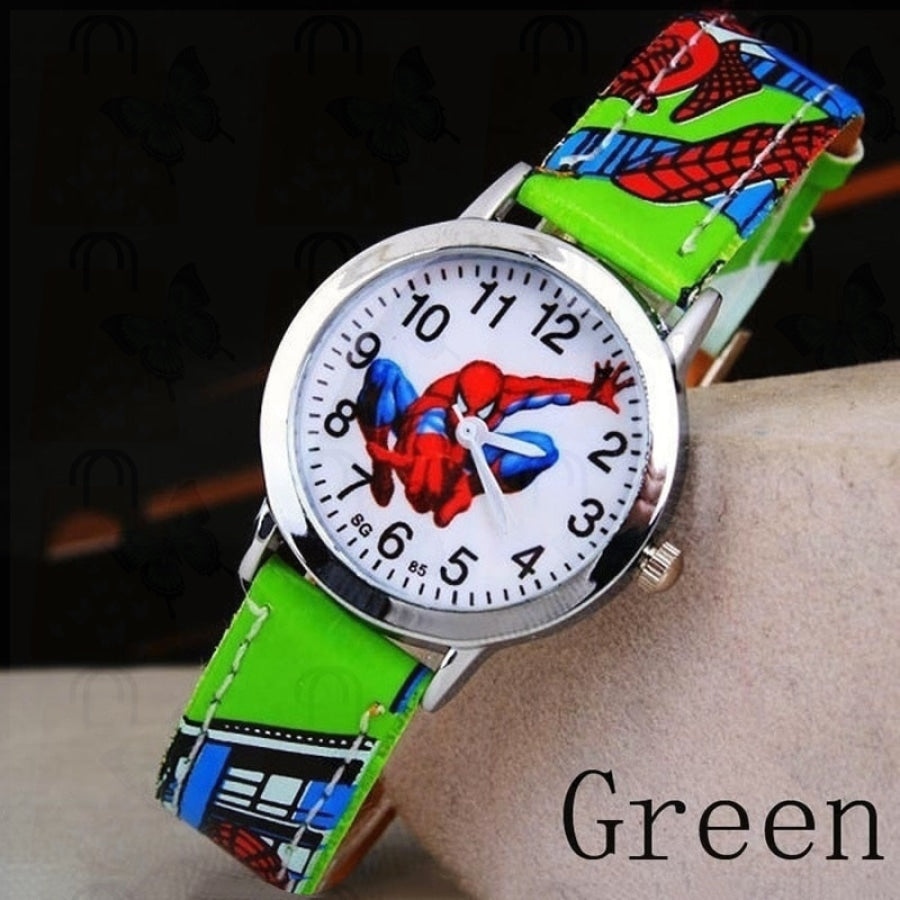 Children's Cartoon Watch Spiderman Leather Strap Quartz Watch