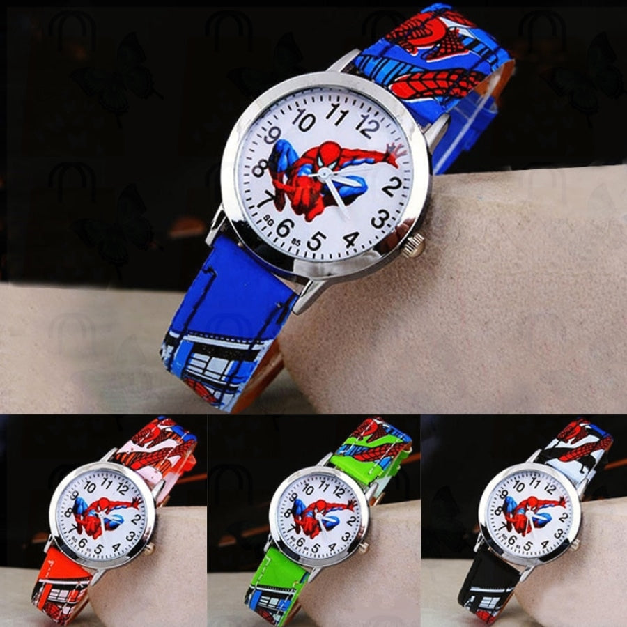 Children's Cartoon Watch Spiderman Leather Strap Quartz Watch