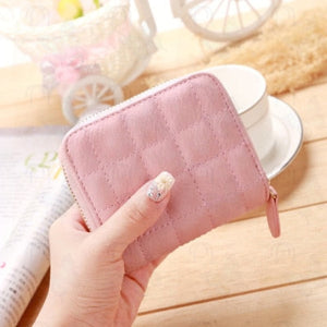 Women Short Wallets PU Leather Female Plaid Purses Nubuck Card Holder Wallet